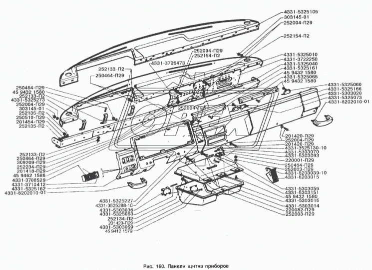 4331-5325130-01 дверка панели приборов средняя в сборе ЗИЛ